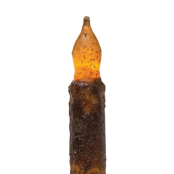 4 inch Battery Timer Taper Candle, Burnt Mustard Cinnamon Timer Taper, Primitive Candle Light