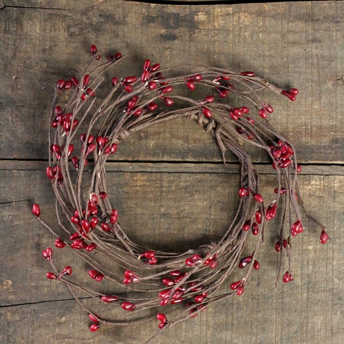 Burgundy Pip Berry Candle Ring – 3.5" Inner Diameter, Mini Wreath, FISB13500B