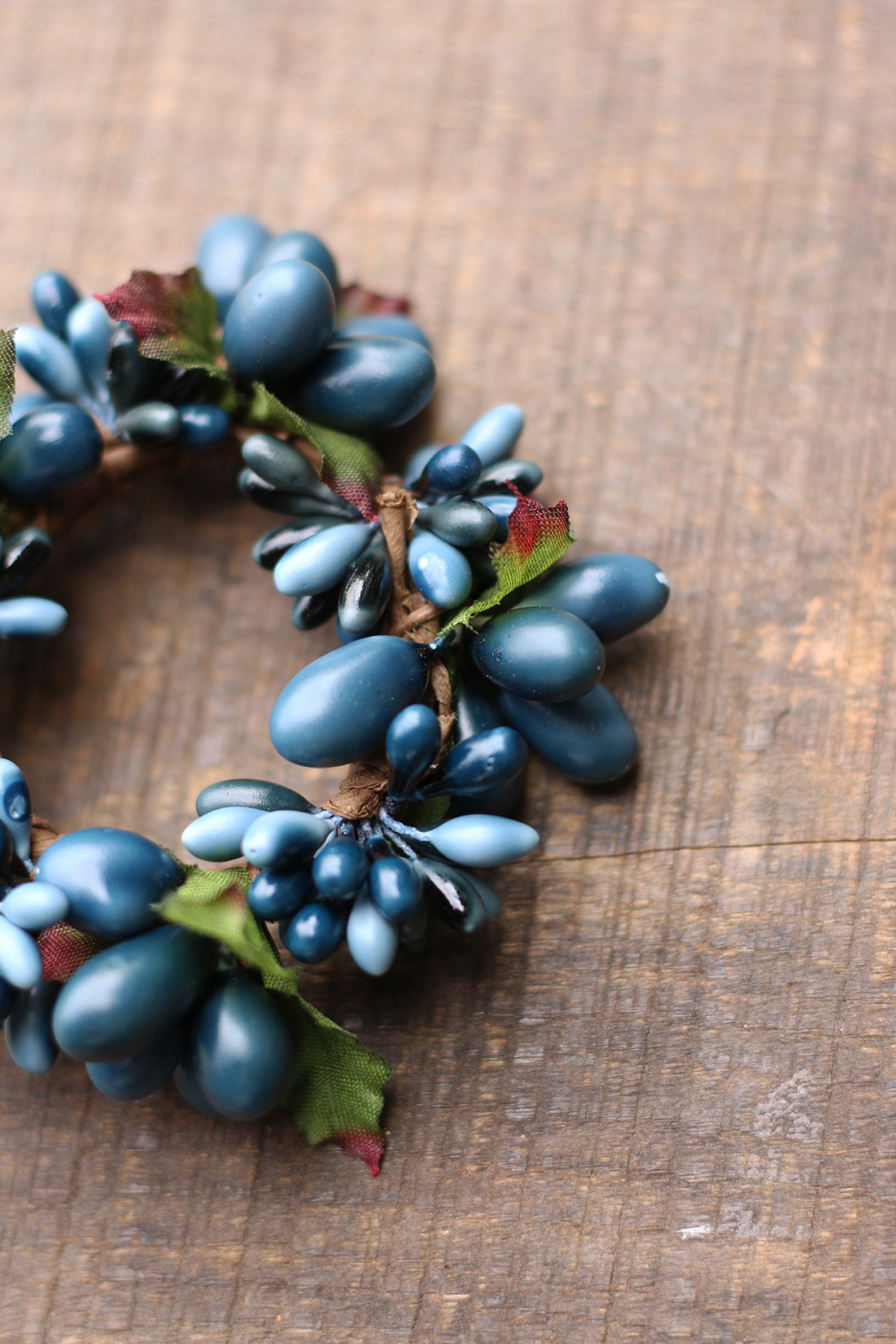 1.5 Inch Candle Rings set of 2 Navy Blue Mini Wreaths Etsy