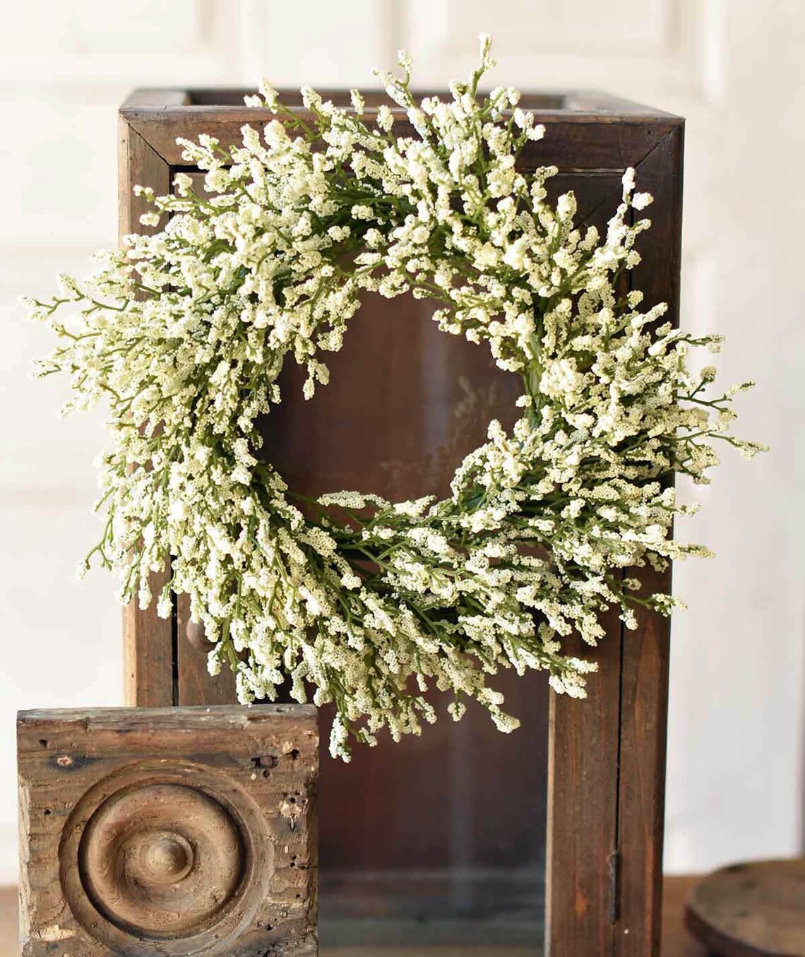 Pillar Candle Ring Cream Array Astillbe 6 Inch Wreath Etsy