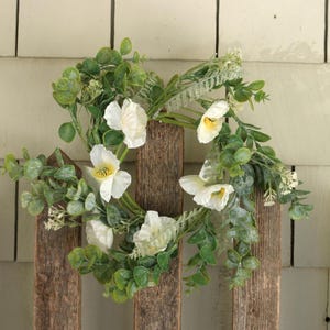 Pillar Candle Ring, White & Yellow Poppy 4.5 inch Artificial Floral Wreath, Wedding Decor