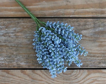Blue Floral Pick, 10.5 inch Bursting Astilbe Bush, Country Decor, Wreath Making and Floral Arranging Supply