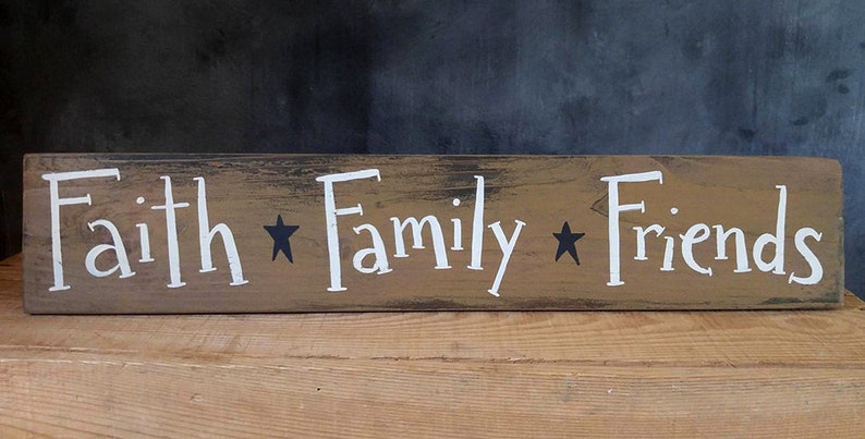 Faith Family Friends Sign With Stars Custom Wood Sign - Etsy