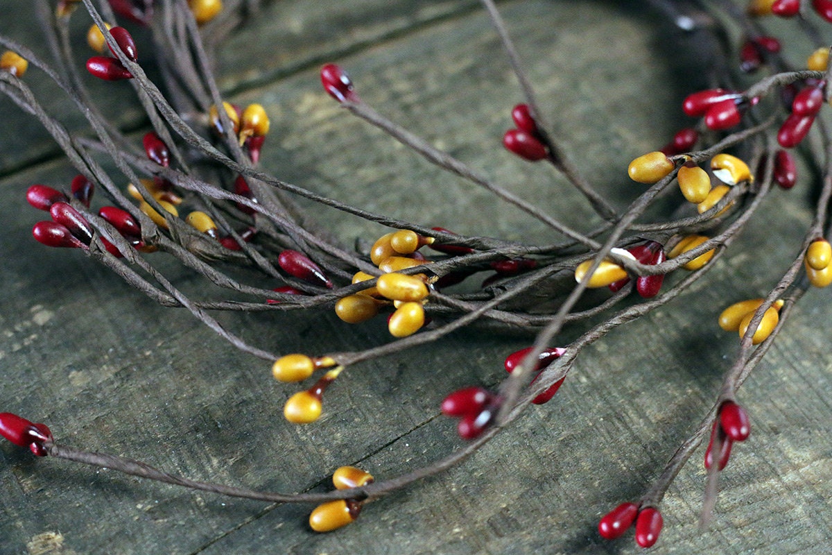 Burgundy & Old Gold Pip Berry Candle Ring/Wreath – 3.5" Inner Diameter, FISB13500BG
