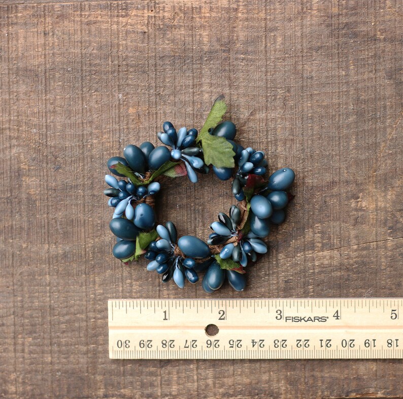 1.5 Inch Candle Rings set of 2 Navy Blue Mini Wreaths Etsy