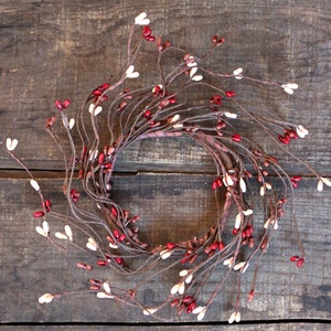 Pip Berry Candle Ring, Burgundy Brown & Ivory 3.5 inch Wreath, Primitive Decor Floral Supply
