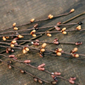 Pip Berry Picks (Set of 3); Mauve, Tan, & Brown 12 inch Berry Sprays; Primitive Floral Supply