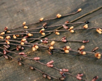 Pip Berry Picks (Set of 3); Mauve, Tan, & Brown 12 inch Berry Sprays; Primitive Floral Supply