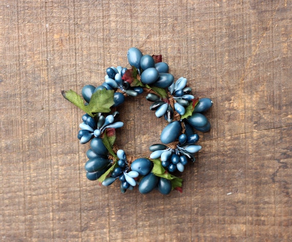 1.5 Inch Candle Rings set of 2 Navy Blue Mini Wreaths - Etsy