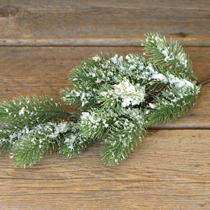 Christmas Floral Pick, 16 inch Snowscape Pine Spray, Realistic Artificial Greenery, Christmas Floral Arranging