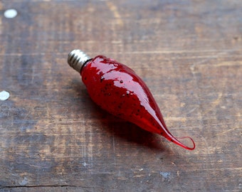 Silicone Dipped Light Bulb, Primitive Red Flickering Light Bulb, Small 3 Watt Candle Lite Bulb, Primitive Decor