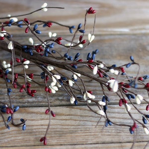 Pip Berry Pick, Burgundy Navy Ivory Pip Berry Floral, 26 inch Floral Spray, Primitive Floral Arranging Supply