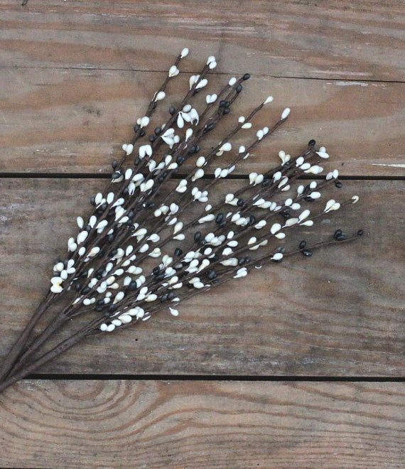 12 Inch Pip Berry Picks set of 3, Ivory Pip Berries, Primitive Floral Decor  