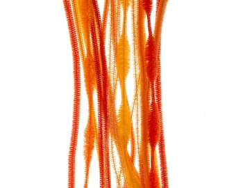 Chenille Craft Stems in Oranges | Assorted Orange Pipe Cleaners 20 pieces | Supplies for DIY Projects or Kids Crafts