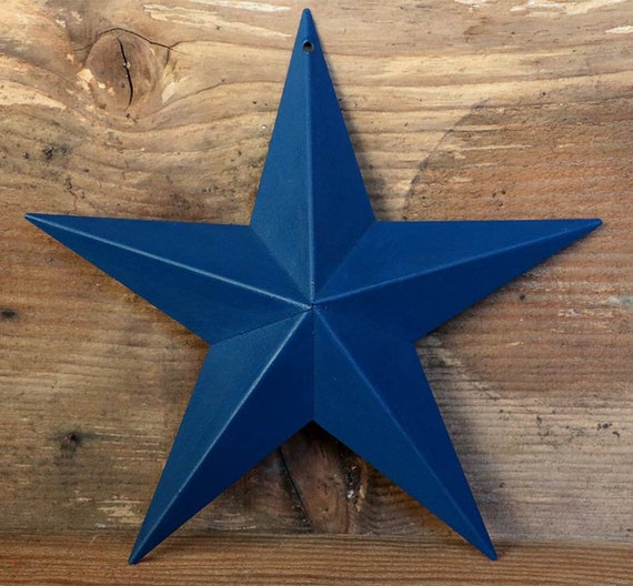 Nautical Blue Barn Star, 5 or 8 inch Metal Wall Star, Hand Painted Star Ornament, Primitive Decor