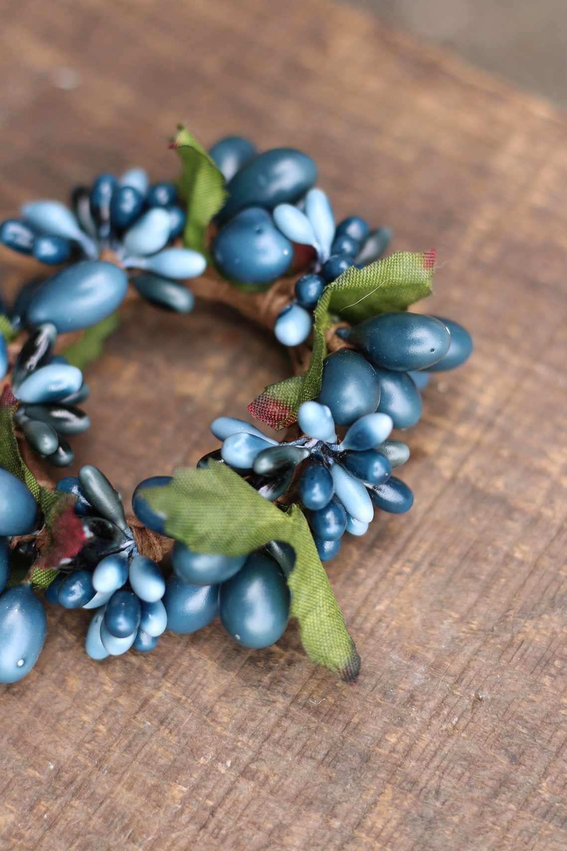 1.5 Inch Candle Rings set of 2 Navy Blue Mini Wreaths Etsy