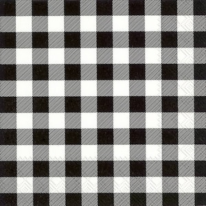 Paper Luncheon Napkins, Black & White Buffalo Check Napkins, Pack of 20, Paper Party Decor, Paper Napkins for Decoupage