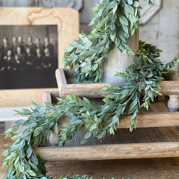 Greenery Garland, Rainwashed Leaves 6 foot Floral Garland, Artificial Greenery, Floral Supply