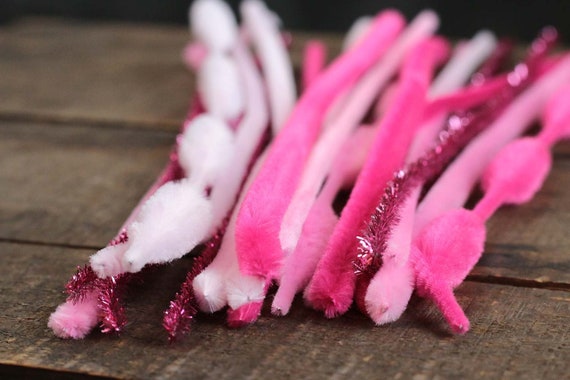 Chenille Craft Stems in Pinks | Assorted Pink Pip Cleaners 20 pieces | Supplies for DIY Projects or Kids Crafts