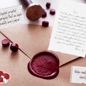 Carta de amor / Sobre vintage sellado con cera, regalo para ella, relación a larga distancia, regalo de aniversario romántico hecho a mano para novio