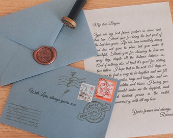 Vintage Style Love Letter | Wax Sealed, Personalized Valentine’s Day Gift