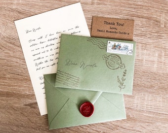 Vintage Green Love Letter | Wax Sealed Envelope, Handmade card, Long distance relationship, handmade gift, personalised, anniversary gift