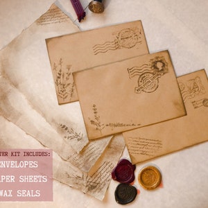 Conjunto de cartas de amor vintage faça você mesmo | Presente de relacionamento à distância, selos de cera autoadesivos, papel de carta vintage, envelopes