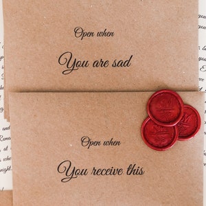 Lettere calligrafiche "Apri quando" / Relazione a distanza, Vintage, Sigilli di ceralacca, regalo fatto a mano per fidanzato o fidanzata, biglietti d'amore