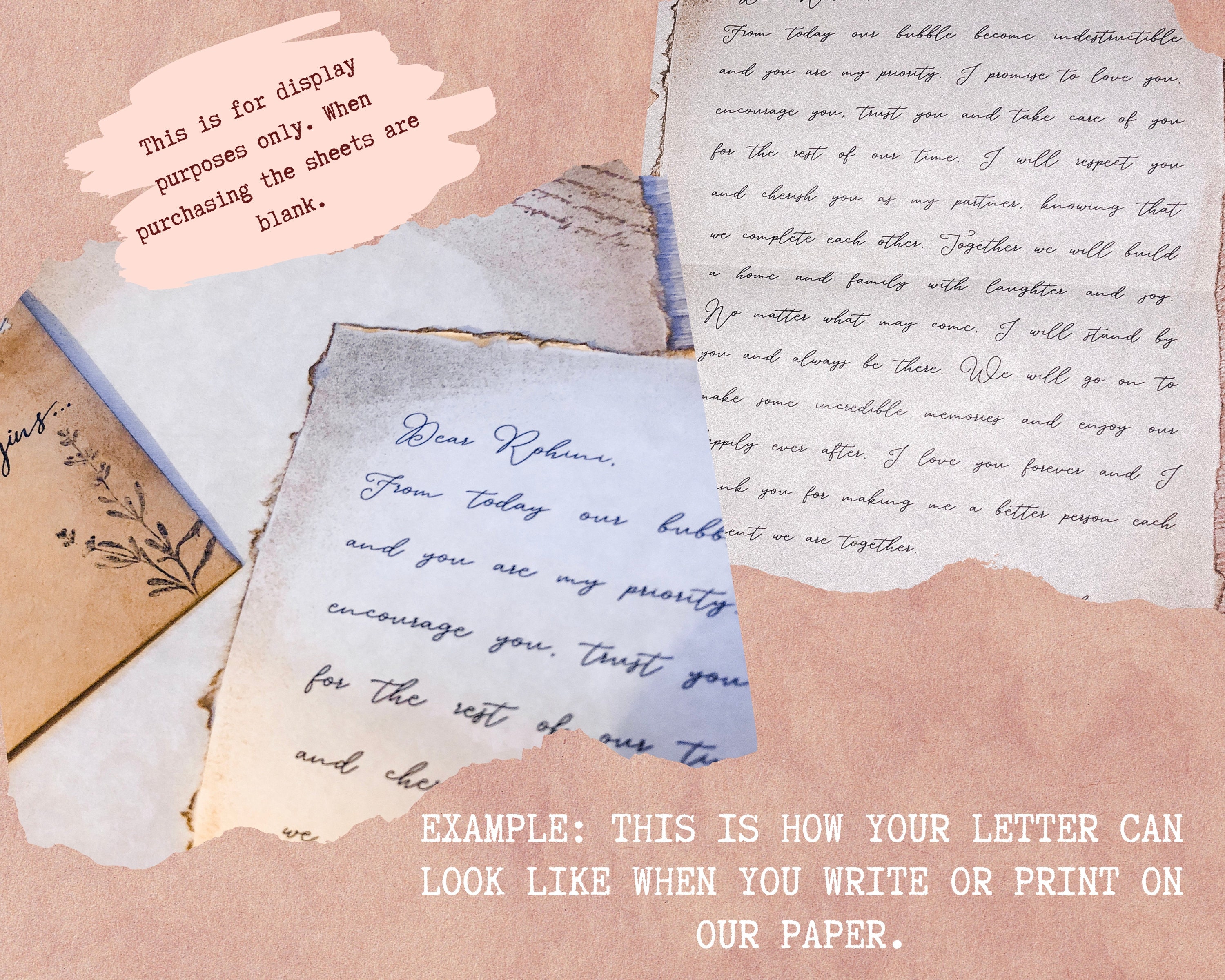 Custom love letter print on handmade paper, anniversary gift– Alison Rose  Vintage
