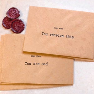Openen wanneer enveloppen worden geplaatst | Cadeau lange-afstandsrelatie, vintage, lakzegels, jubileumcadeau, handgemaakt, schrijfmachine, personaliseren