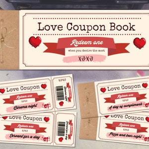 Libro de cupones de amor hecho a mano / Regalo de relación a larga distancia, regalo personalizado para ella, regalo personalizado para él, regalo de aniversario, notas de amor