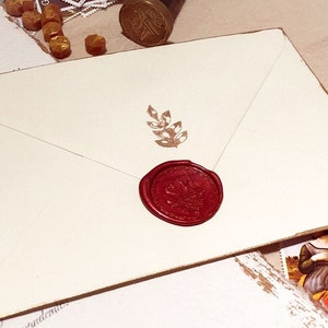 Vintage kerst wax verzegelde brief - aangepaste handgemaakte kerstkaart met vintage stempels