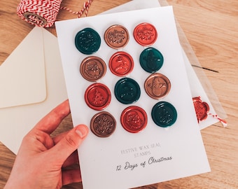 Christmas wax seal stamps set - 12 self-adhesive wax seal stickers