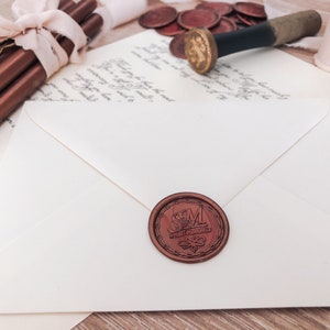 Carta de aniversario de bodas sellada con cera / carta de amor vintage hecha a mano, tarjeta de aniversario personalizada, para esposo y esposa
