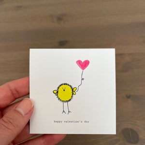 Mini carte Saint-Valentin | 3x3 | Mésange aquarelle