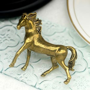 Perillas vintage de latón macizo con forma de caballo, tiradores de latón para cajones, tiradores de armarios, tiradores de tocador, tiradores únicos de latón con forma de animal, herrajes para armarios de cocina.
