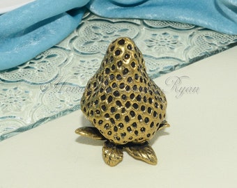 Messing aardbei knop antieke bronzen massief messing knop keukenkast handvat pull messing lade pull dressoir handvat unieke meubelbeslag