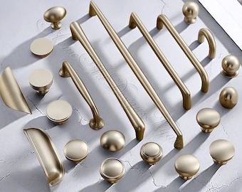 Boutons de commode en laiton massif, nickel satiné, poignées de cuisine, armoire, buffet, poignées d'armoire, poignée de tirage, matériel de meubles