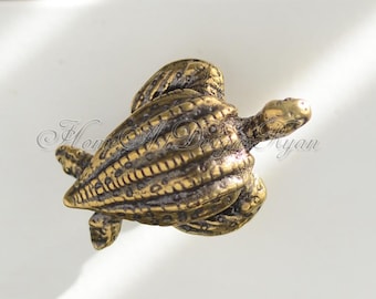 Bouton en laiton tortue de mer en laiton massif Bouton de décoration d'armoire Poignée de tirage Bronze antique Poignées de tiroir Bouton de commode Quincaillerie de meubles