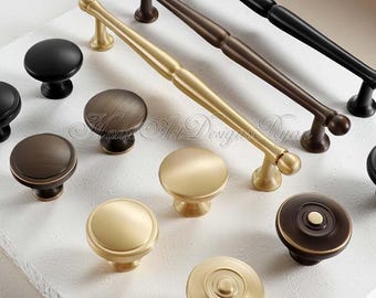 Tiradores de bronce antiguo de latón macizo retro, tiradores de cajones, tiradores de puertas de armarios, tiradores de armarios, tiradores de cajones, tiradores de latón, tiradores de perillas