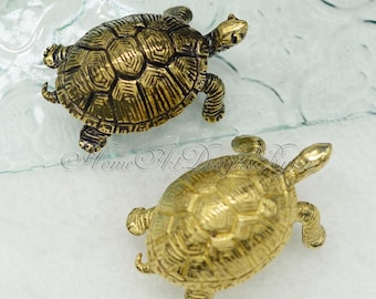 Boutons tortue en laiton Boutons de poignées en laiton massif Décoration d'armoire Poignées Bouton de tirage Bronze antique Boutons de commode Boutons de commode Quincaillerie de meubles