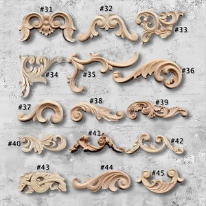 1 Piece Unpainted Wood Carved Corner Applique Onlay,Home Wall Corners Embellishments,Furniture Carving Art Decor,Decals,Corner flower MT35-2