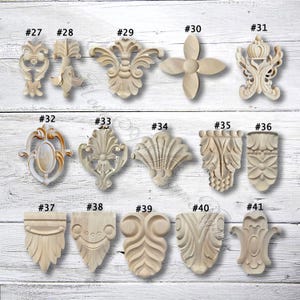 Unpainted Wood Carved Applique Onlay,Furniture Carving Supplies,decals,Corner flowers,Furniture Decals,Applique Onlay,Wall wood decals M11-2
