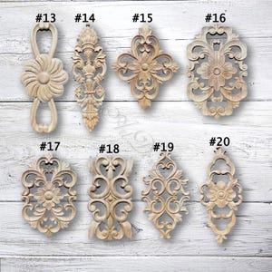 Hollow carving Wood Applique Onlay,Unpainted Wood Carved Applique Onlay,Furniture decoration,Wood Decals,Corner flower,Cabinet Decals MT10-2