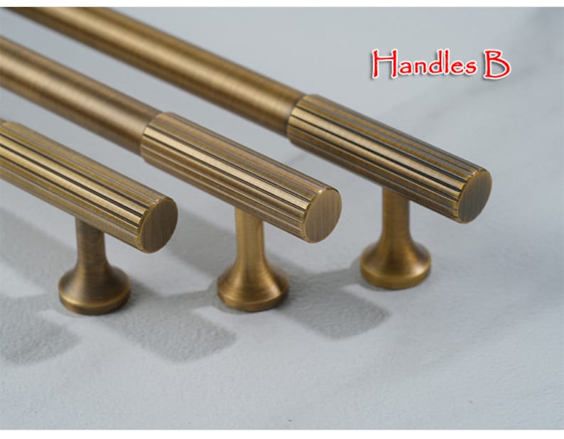 Minimalist solid brass Antiqued bronze knurled handle drawer wardrobe door handle cabinet handle Drawer Handles Brass Handle Knob Hardware image 5