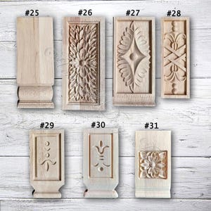 1 Piece Square Rectangle Rosettes Applique Onlay,Unpainted Wood Carved Applique Onlay,Furniture Carving Supplies,Corner flowers,Decals MT6-2