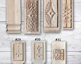 1 Piece Square Rectangle Rosettes Applique Onlay,Unpainted Wood Carved Applique Onlay,Furniture Carving Supplies,Corner flowers,Decals MT6-2