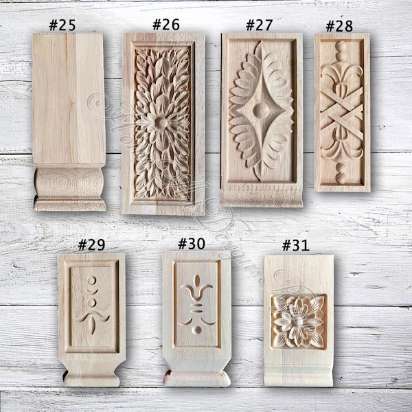 Aplique de rosetas cuadradas y rectangulares de 1 pieza, aplique de madera tallada sin pintar, suministros para tallado de muebles, flores de esquina, calcomanías MT6-2