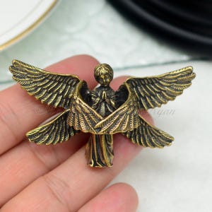 Seraph-knoppar i mässing, bronsfärgade ängelknoppar i massiv mässing, kökshandtag, handtag till köksskåp, lådhandtag i mässing, byråhandtag, möbelbeslag