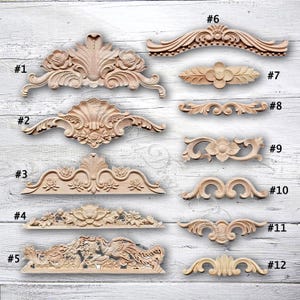 1 Piece Rosettes Applique Onlay, Unpainted Wood Carved Applique Onlay, Furniture Carving Supplies, MT15